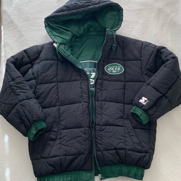 Vintage Reversible Starter Puffer Jacket New York Jets Size L - Picture 6 of 9